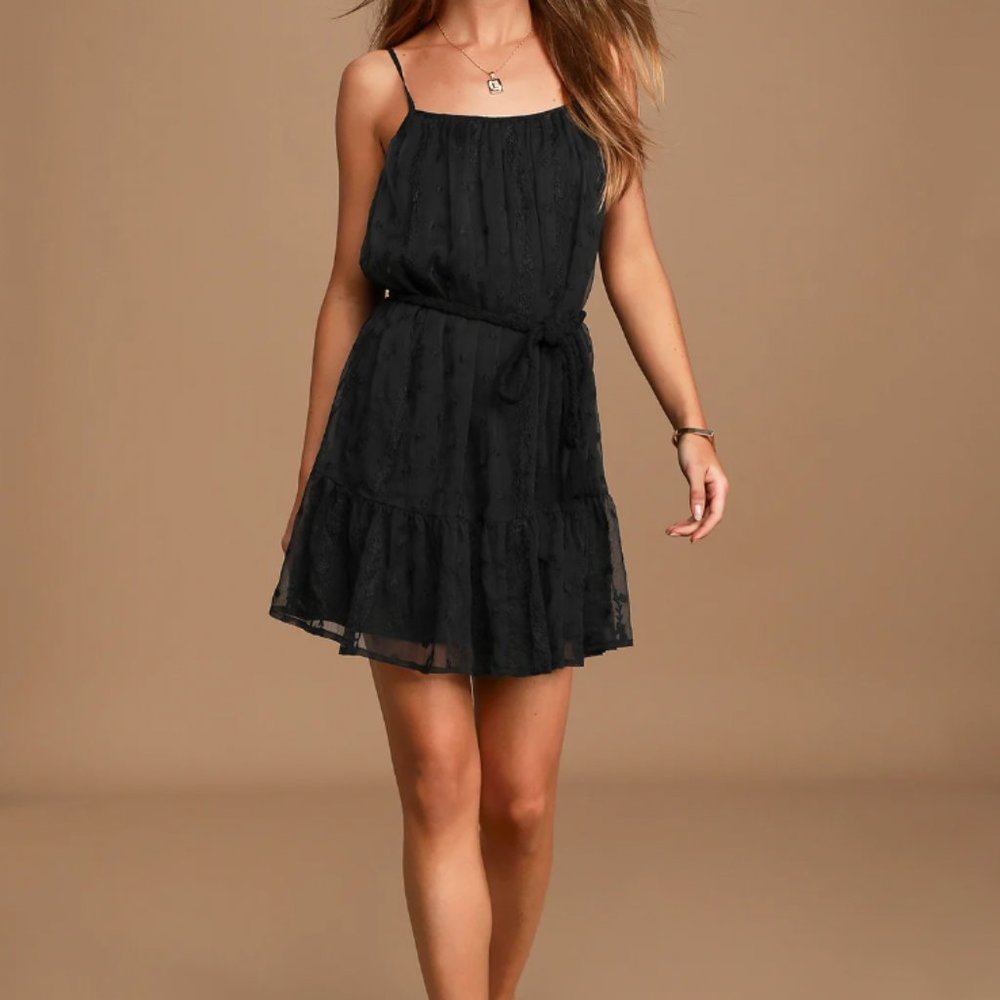 Lulu black dress- Putting it Sweetly Black Embroidered Swing Dress